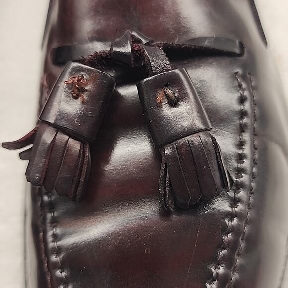 BROOKS BROTHERS ENGLISH TASSEL BURGUNDY VTG LOAFERS NEW WELT SOLES MENS 9.5 GUC - Picture 3 of 16